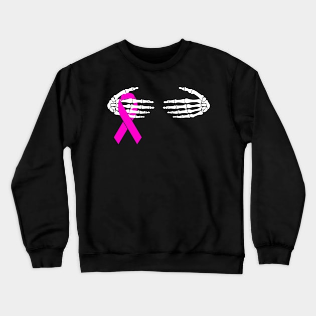 Breast Cancer Skeleton Hand Scary Halloween Crewneck Sweatshirt by nadinecarolin71415